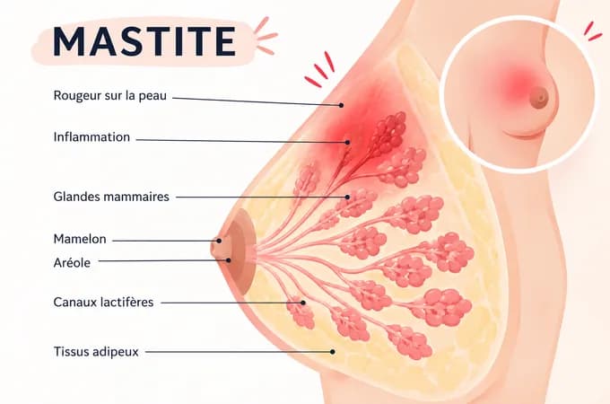 Schéma d’une mastite pendant l’allaitement
