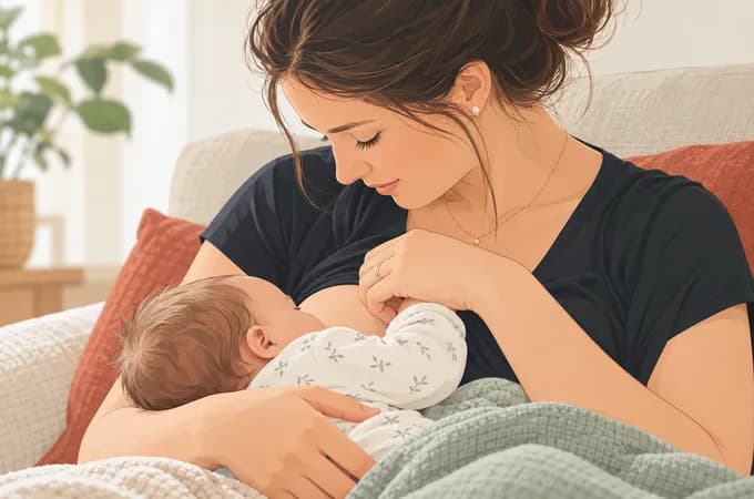 Une mère observe son bébé pendant la tétée